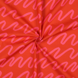 Nerida Hansen - Fine Poplin  - Making Waves   - Red