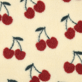 Verhees Textiles - Teddy - Cherries   - Ecru