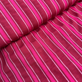 Katoen Seersucker - Stripes - Wine Bright Pink