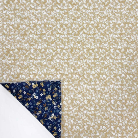 Stepped - Quilted - Small Flowers  - Double Sided - Navy Caramel
