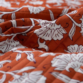 Stepped - Quilted - Ethnic Flowers  - Double Sided -  Cognac