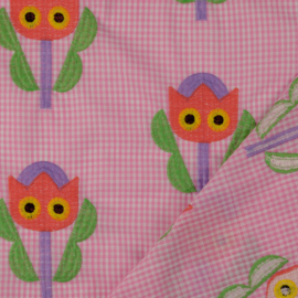 Broderie -  Katoen  -  Checks - Tulip Faces - Pink