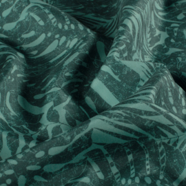 Swimpants Fabric  - Recycled  - Quick Dry  -  Leaves     - Petrol