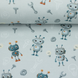 Swafing Tricot Jersey  - Hello Robot by mrs  Mint design - Blue