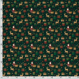 Katoen Print Kerst -  Santa - Navy