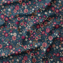 Corduroy - Babyrib - Tiny Flowers  - Blue