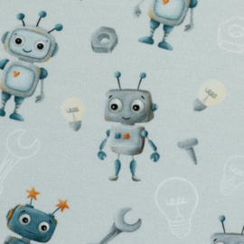 Swafing Tricot Jersey  - Hello Robot by mrs  Mint design - Blue