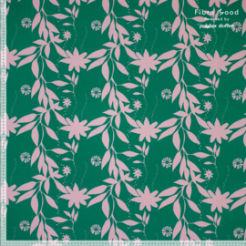 Fibremood 20 - - Katoen Print Flower - Groen - Pink