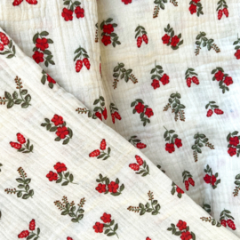 Double Gauze - Tiny Flowers   - Ecru