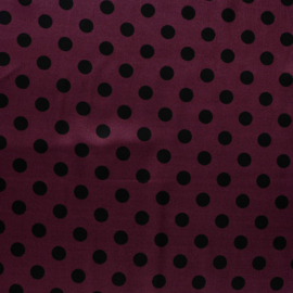 Viscose Satijn Print - Dots  - Wine Black