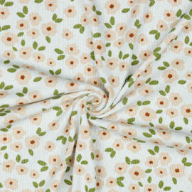 Verhees Textiles - Rib Jersey - Small Flowers - White