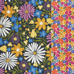 Stepped - Quilted - Flowers   - Double Sided -  Flowers  - White Yellow Blue