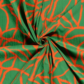 Viscose Crincle - Green Orange