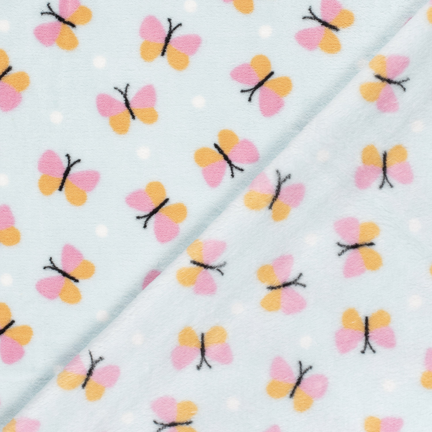 Cuddle Fleece - Butterflies   - Light Blue