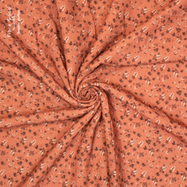 Fibremood - Viscose Crepe - Hortence - Classic Flowers - Pink Brown