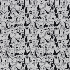 Swafing Tricot - Funny Dogs - Grey Black