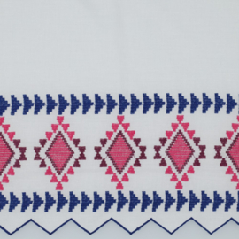 Verhees Textiles - Katoen Voile - 1Side Border - Pink Blue