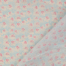 Poplin Burnout - Flowers - Light Blue