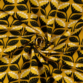 Loes van Oosten -  French Terry  - Flower   - Ochre Black