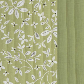 Stepped - Quilted - Flowers   - Double Sided -  Flower Print Light Green