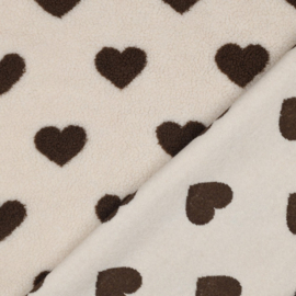 Teddy  - Hearts - Ecru Brown