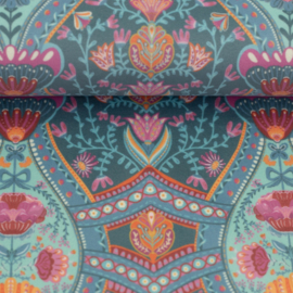 Swafing - Boho Velvet by Bienvenido Colorido - Geometric Flower - Acqua
