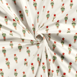 Katoen Print Kerst -  Nutcracker  - Ecru