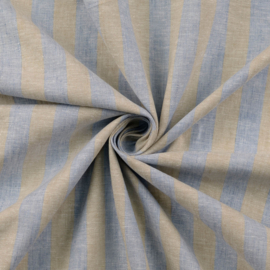Linnen Katoen   -  Stripe - Natural Light Blue