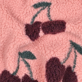 Verhees Textiles - Teddy - Cherries   - Pink