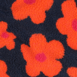 Verhees Textiles - Teddy - Flowers   - Navy Coral