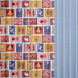 Stepped - Quilted   - Double Sided -  Patchwork Animals - Blue Stripe