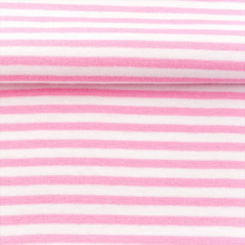 tricot boordstof streep | wit - roze
