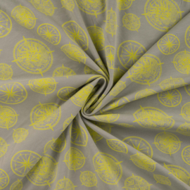 Qjutie - Jersey Print - Circles   -Grey Lemon