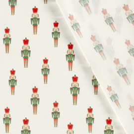 Katoen Print Kerst -  Nutcracker  - Ecru
