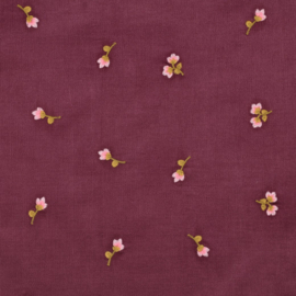 Babycord - Embroidery Flowers  - Mauve