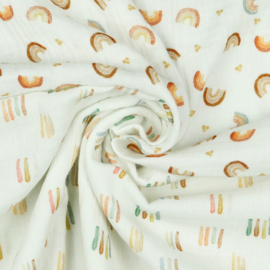 Double Gauze Organic  - Verhees Textiles - Stripes White