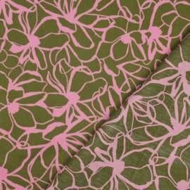 Nerida Hansen - Cotton Satin  - Magnolia  -  Moss Green