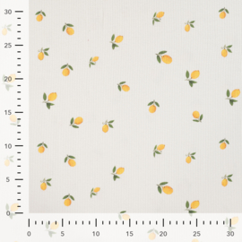 Tricot Rib - Lemons  - Ecru