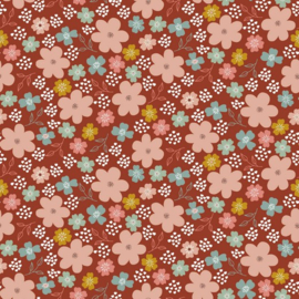 Tricot Print Organic  | Florals - Rust