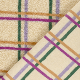 Teddy -  Lines   - Ecru Fuchsia Green Lavender