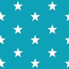 Verhees textiles - Poplin - katoen | ster | turquoise 04954.009