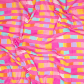 Jeans   - Katoen Twill   - Abstract Blocks - Pink