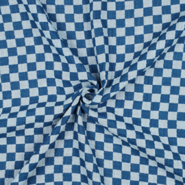 Verhees Textiles - Double Gauze - Double Sided Checks  - Blue