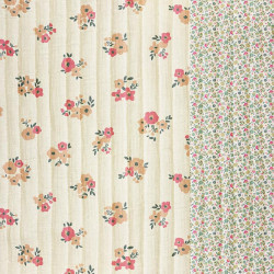 Stepped - Quilted - Flowers   - Double Sided -  Sweet Little Flowers    - Ecru