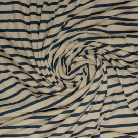 Jersey Tricot - Ilja  - Stripes - Ecru Blue