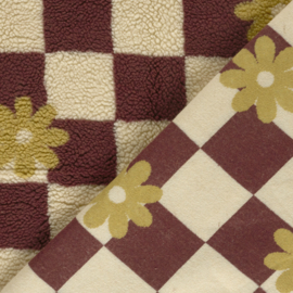 Teddy -  Blocks  & Flowers  - Ecru Bordeaux  Yellow