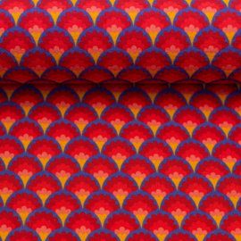 Swafing - Tricot Jersey Print - Feather Fan by Jojulein Design - Red