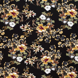 Viscose Flowers - Black