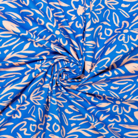 Katoen Print - Mies en Moos - Canvas - Flowers - Blue