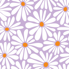 Badstof - Flower  - Kortgelust - Katoen Mix - Lilac